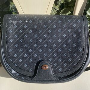 Vintage GUCCI  Black Blue Monogram Purse Bag